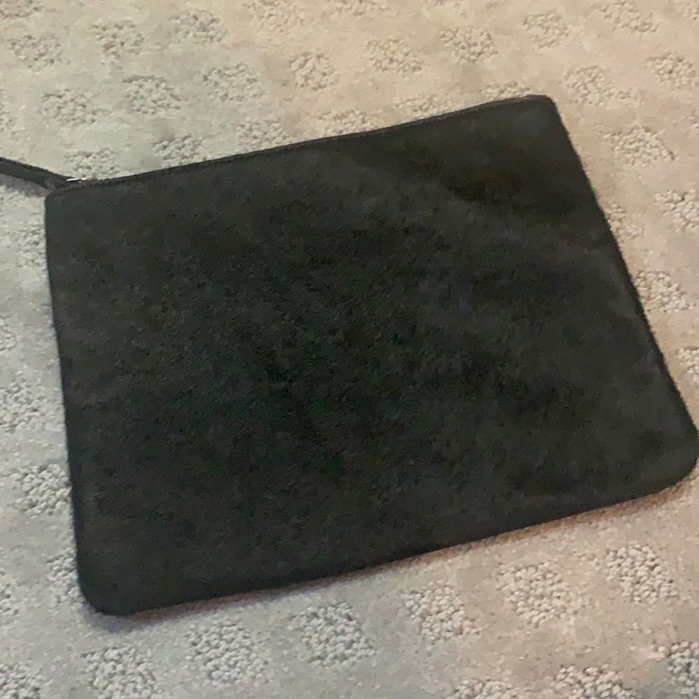 Black pony hair oversized clutch